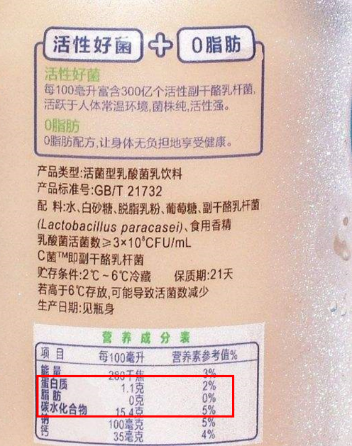 乳酸菌饮料的乳粉含量标准？（乳酸菌饮料营养成分表）