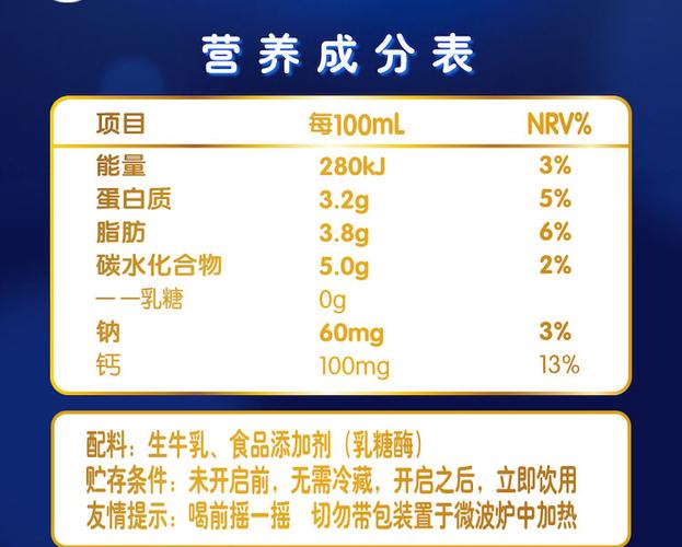 舒化奶三种类型的区别？（舒化奶营养成分表）