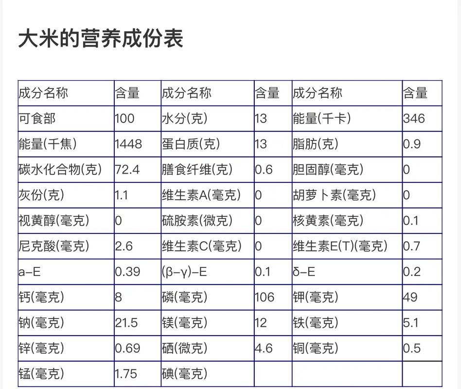 大米面营养价值（大米面的营养价值）